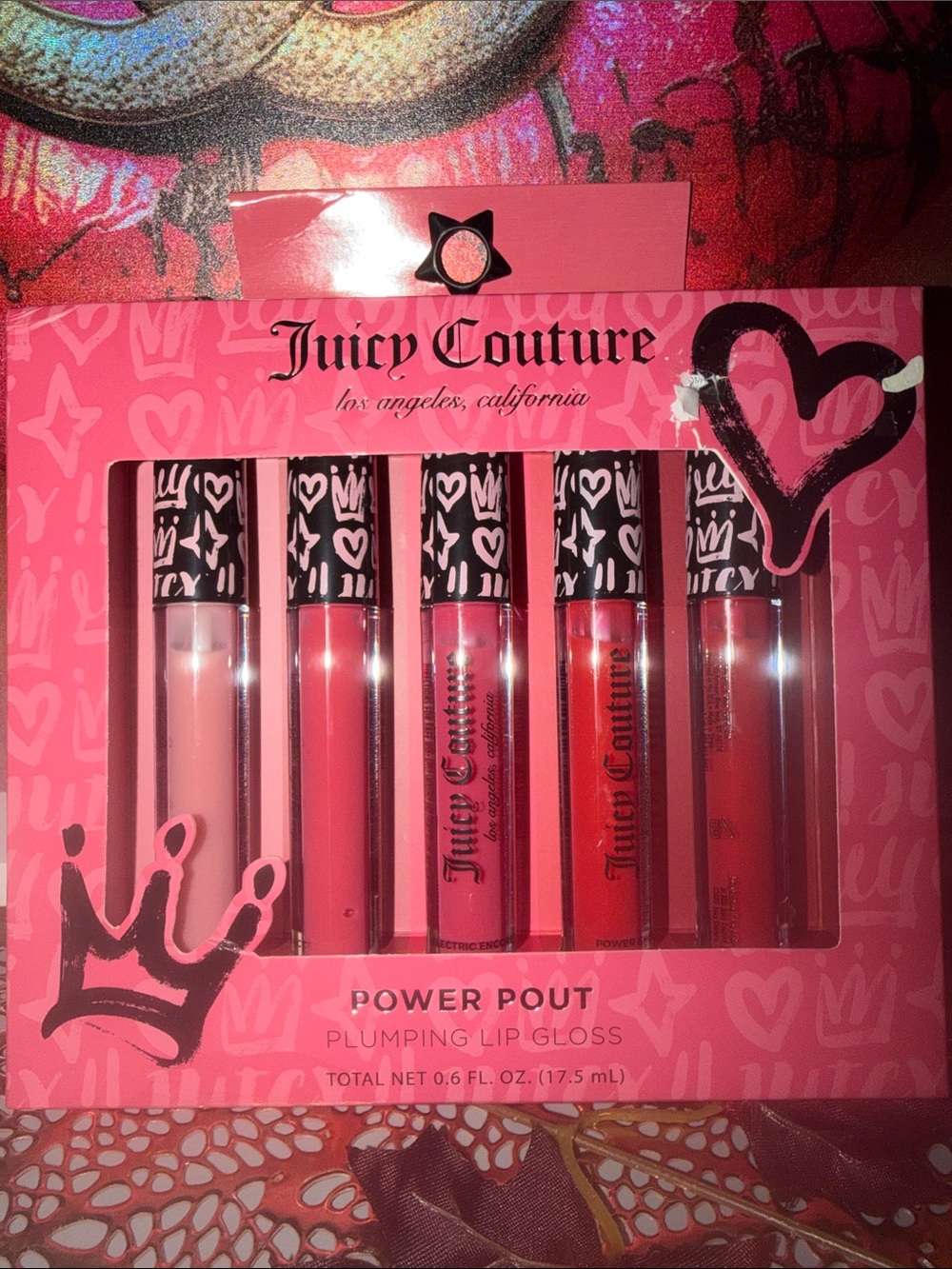 Juicy Couture Power Pout Plumping Lip Gloss Set - Pink, Red, Coral Shades